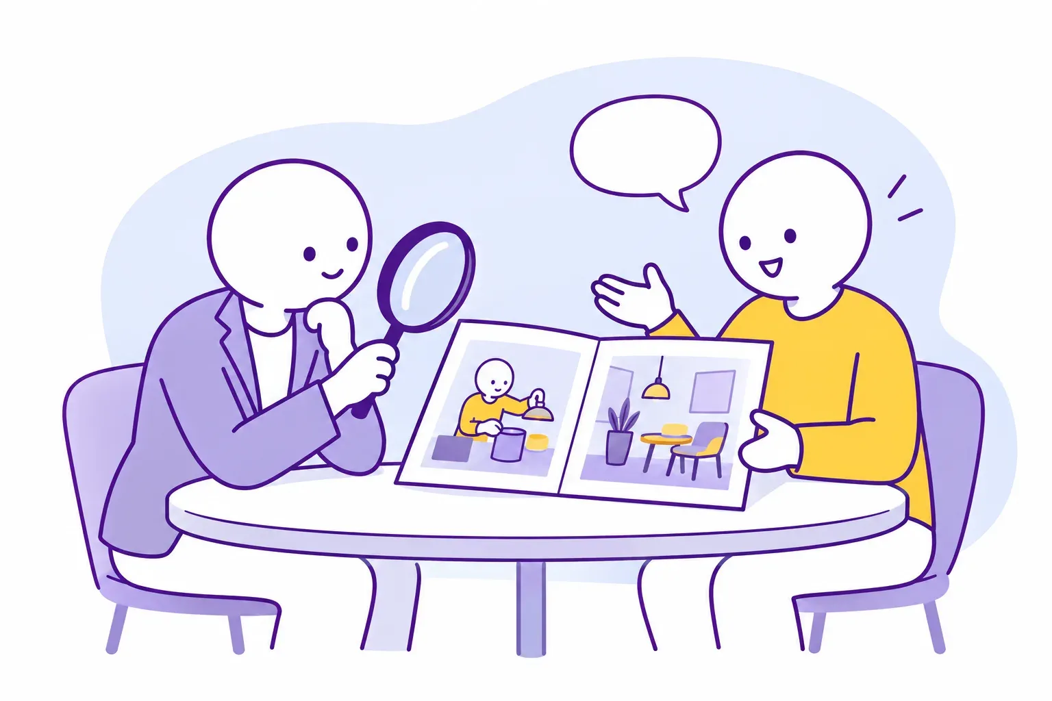 A brand representative discusses examples of a specialist’s work