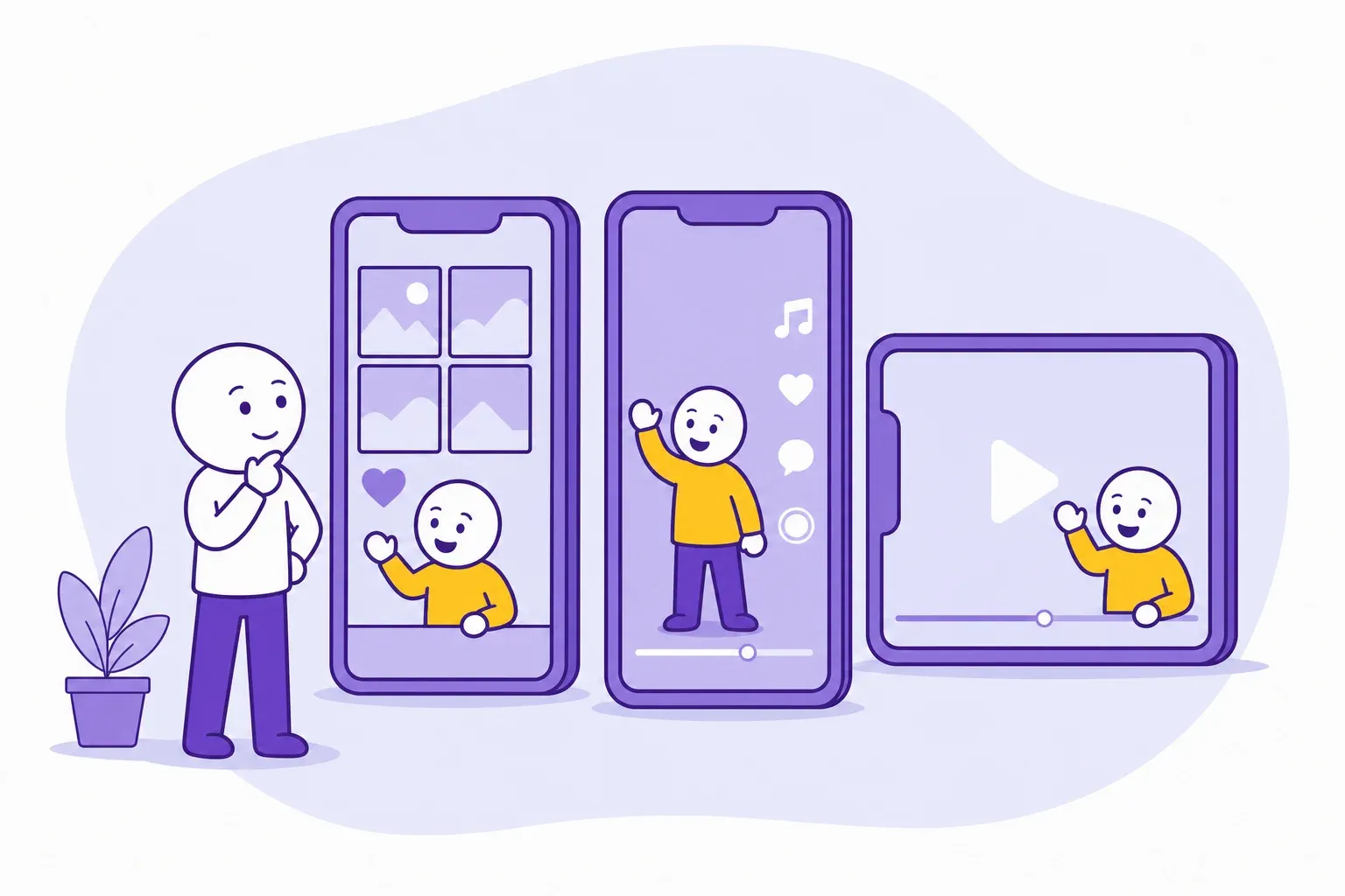A brand owner compares a photo feed, a short vertical video and a long horizontal video