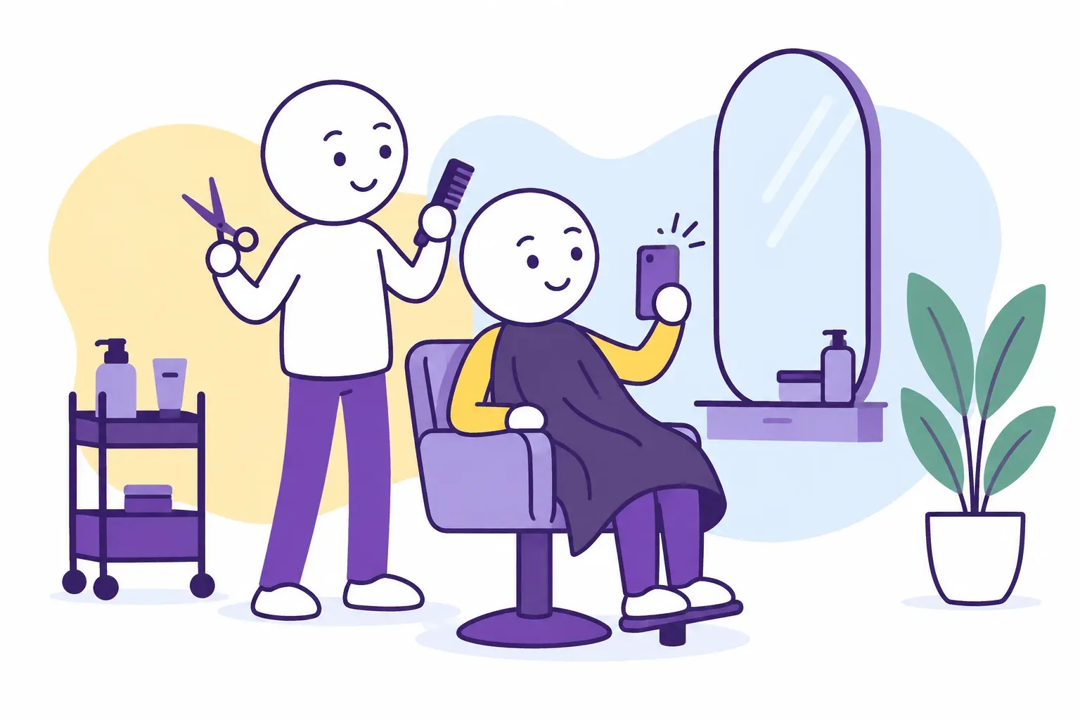 A creator films content during a salon visit