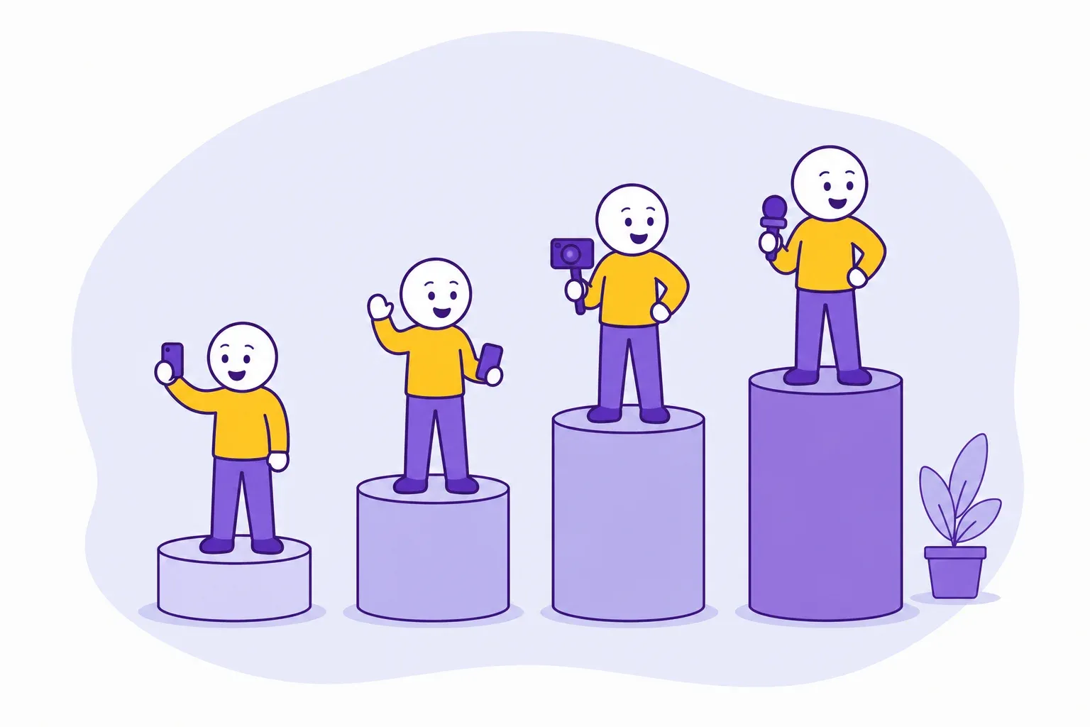 Creators on podiums of rising height, from nano to mega influencers