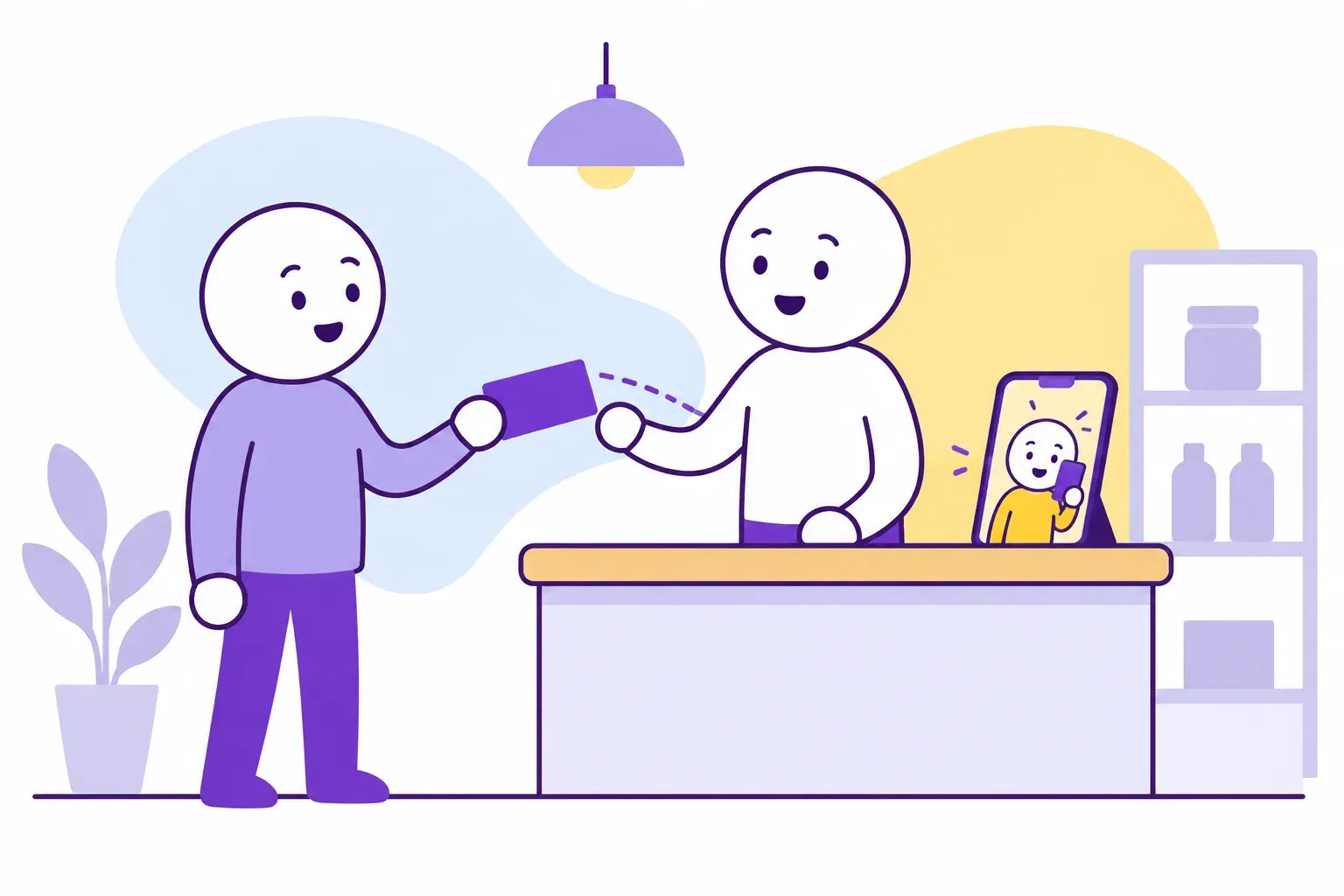 A visitor presents an influencer’s code so the owner can record the visit’s source
